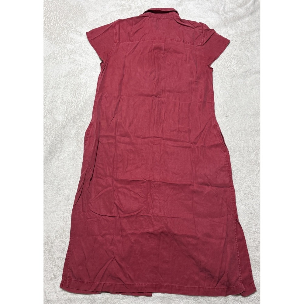 Tommy Bahama Maxi Shirt Dress Womens Medium Red Lyocell Cap Sleeve Button Front - Picture 2 of 9